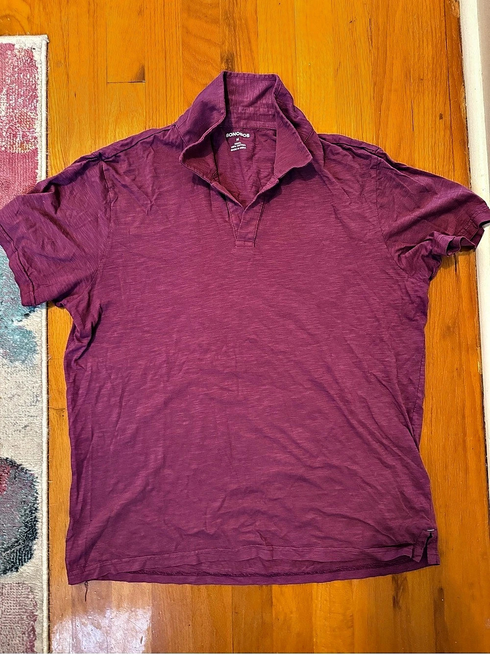 Bonobos Slub Polo Men's Cotton Shirt Purple Medium